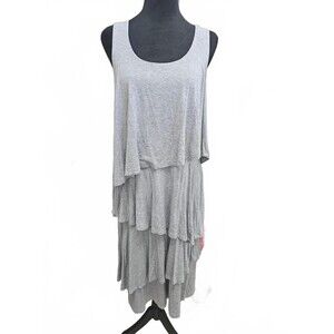 Soft Surroundings Tiered Gray Sleeveless Jersey Dress Medium